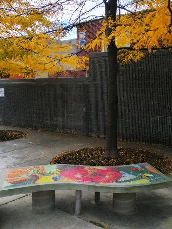 Our Garden Mosaic Benches, Umana Middle School Academy, East Boston, by Gretchen Schneider